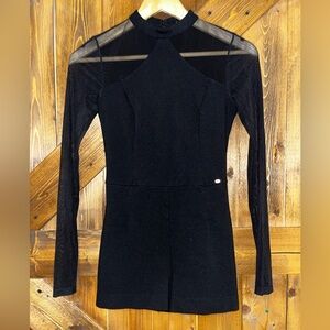 Guess Elegant Black Sheer Sleeve Romper size XS